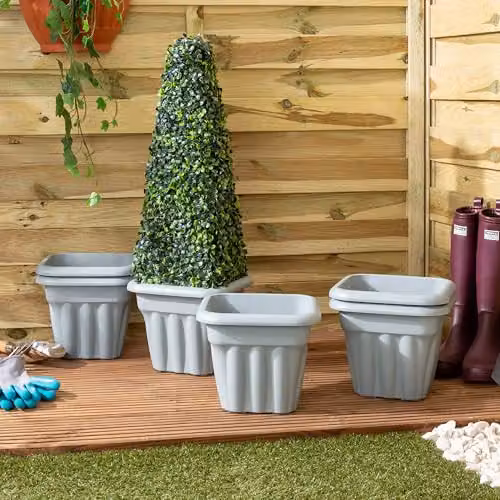 Wham Vista Square Plastic Planter, Grey, W: 6 cm, D: 6 cm, H: 25 cm – 3