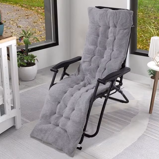 Livingandhome Reversible Sherpa Fleece Chair Cushion Pad in Grey, Width: 160 cm
