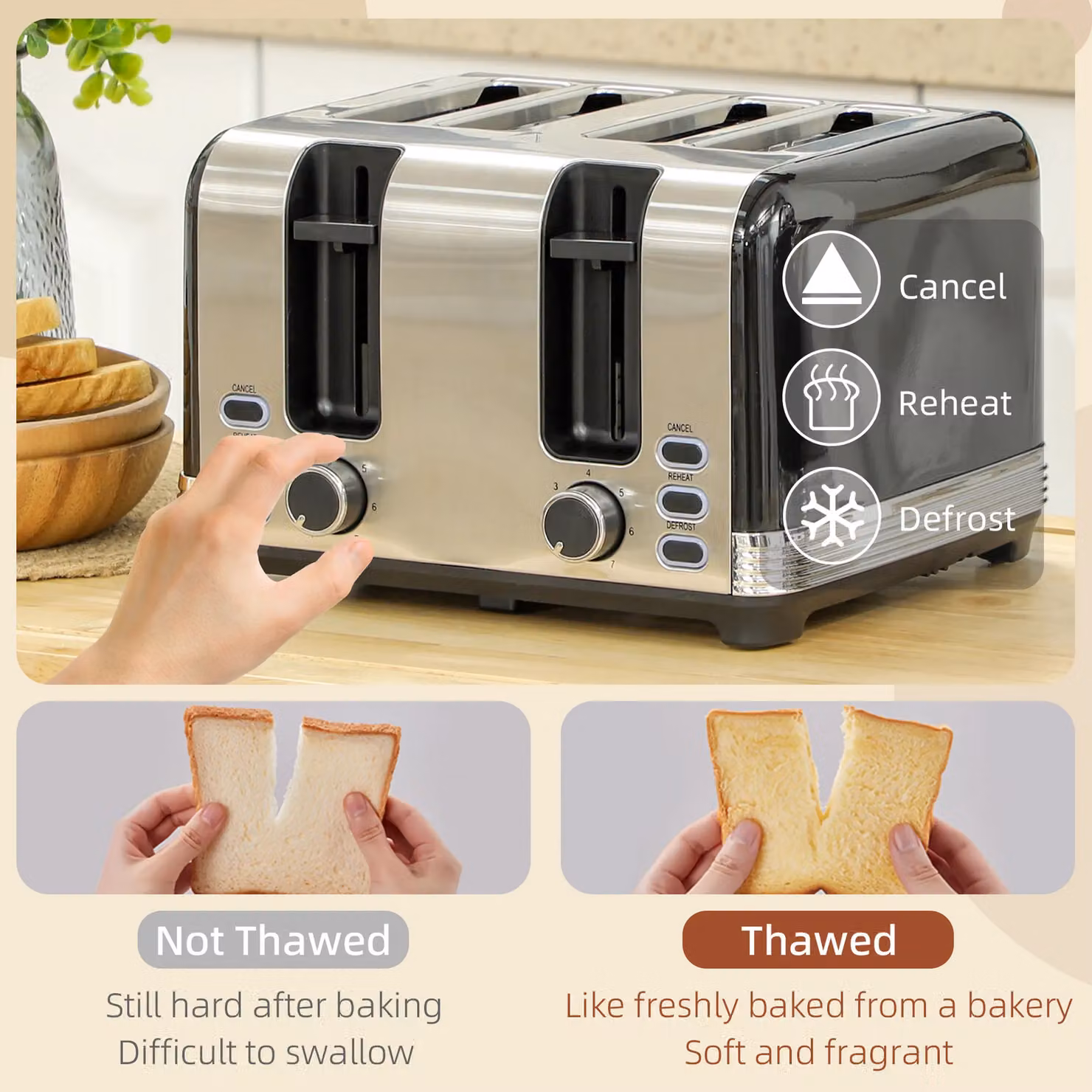 HOMCOM Stainless Steel Kettle and 4 Slice Toaster Set, Black – 6