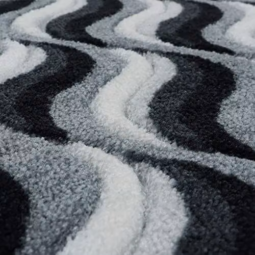 JVL Solemate Hand Carved Wave Doormat, Grey, W: 57 cm, D: 100 cm, H: 1 cm – 6