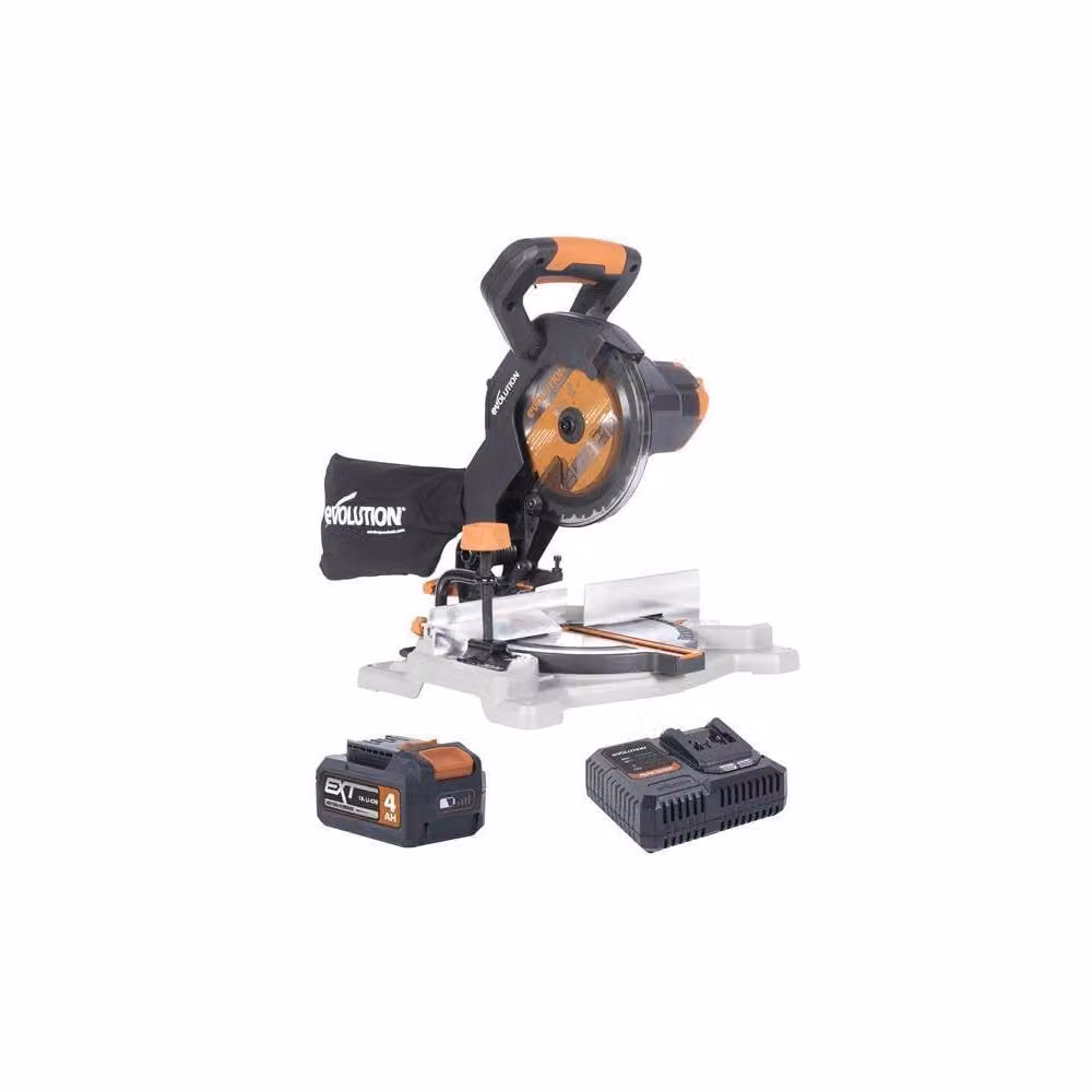 Evolution R185CMS-Li EXT 18V Compound Mitre Saw with 4.0Ah Li-ion Battery in Black – 2