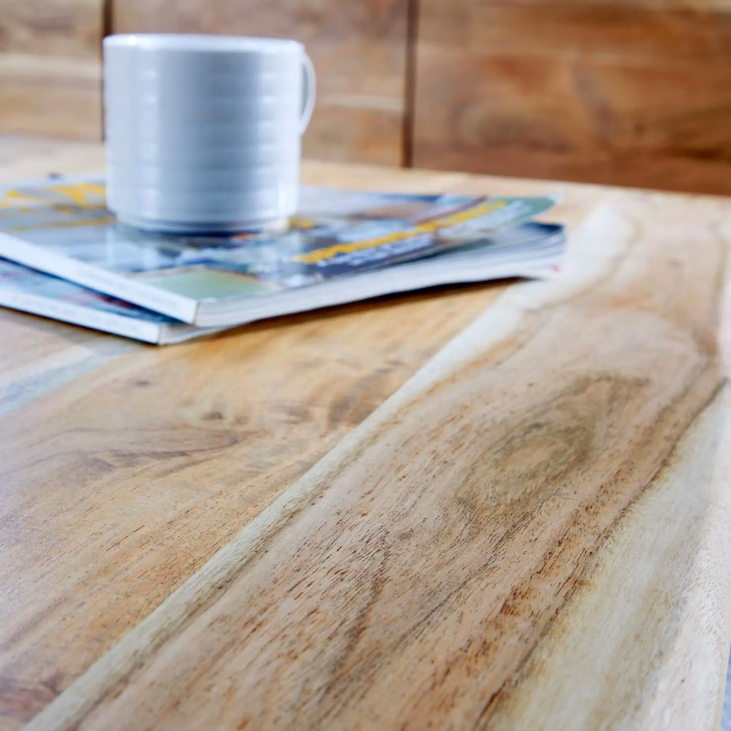 Home Source Live Edge Acacia Wood Coffee Table with Black Metal Sled Base, W: 120 cm, D: 60 cm, H: 50 cm – 2