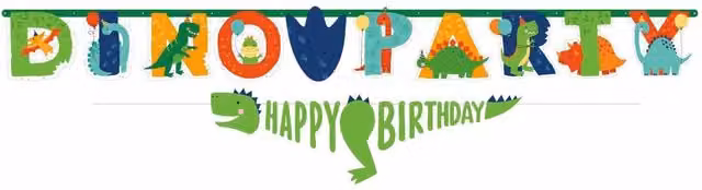 KDMD Dino Mite Party Letter Banner in Green with 12 Paper Pennants