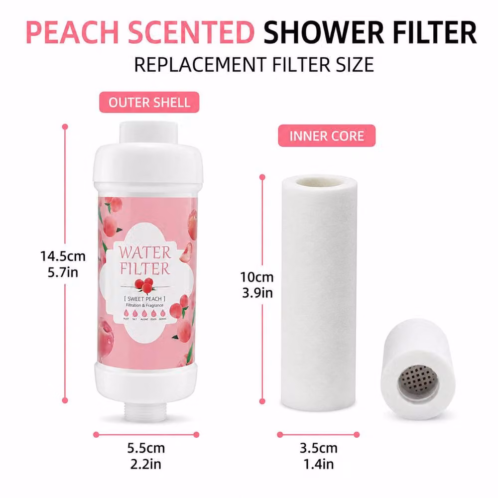 INMTFEI Peach Scent Shower Filter and Hard Water Purifier Cartridge for Hair and Skin in Pink and White – 2