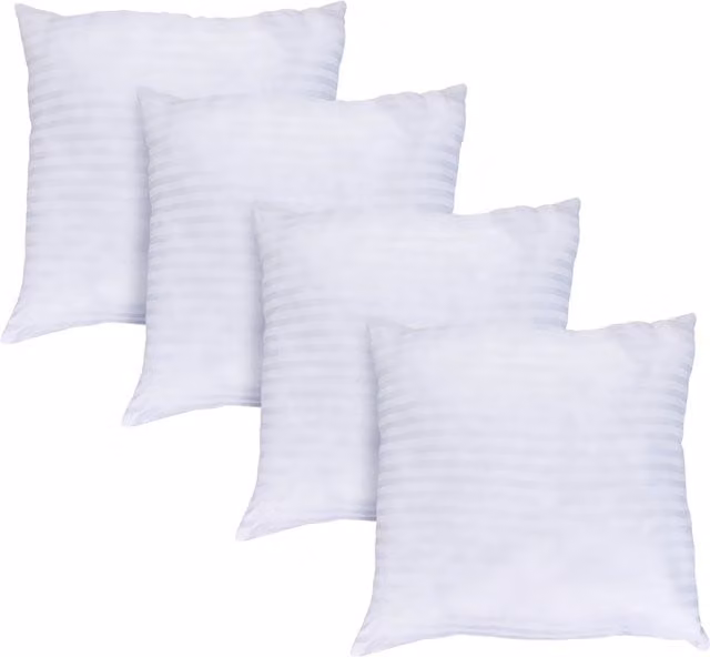Livingandhome White Striped Square Polyester Cushion Inserts (Set of 4)