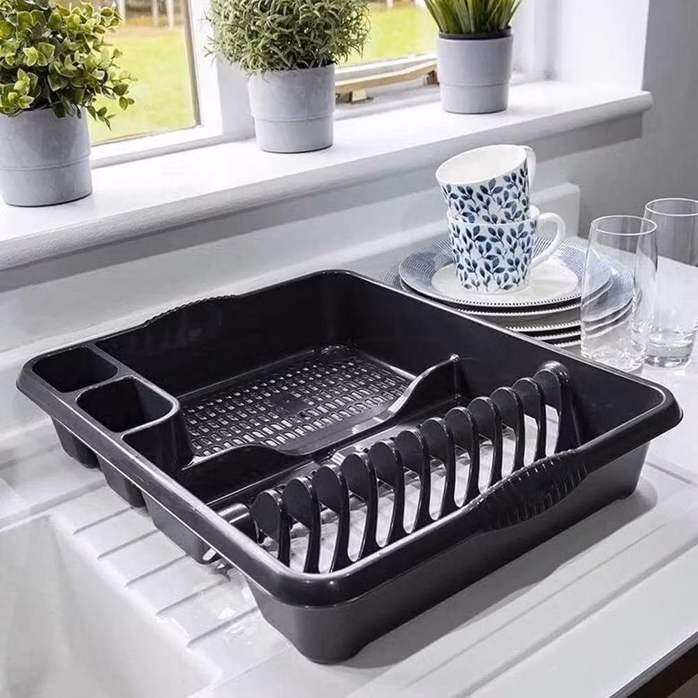 NESTLUNE Grey Plastic Kitchen Sink Dish Drainer with Cutlery Holder, W: 100 cm, D: 15 cm, H: 15 cm – 4