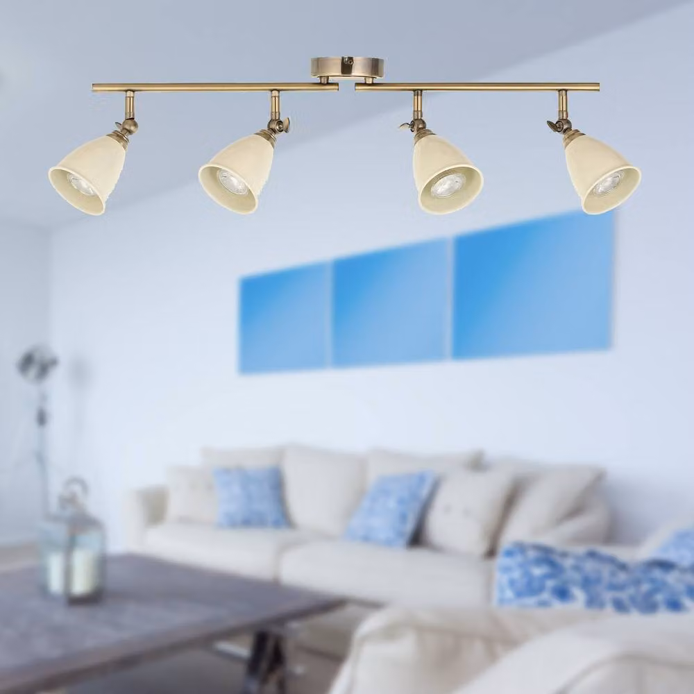 First Choice Lighting Lincoln 4 Way Adjustable Ceiling Spotlight in Bronze and Beige – 3