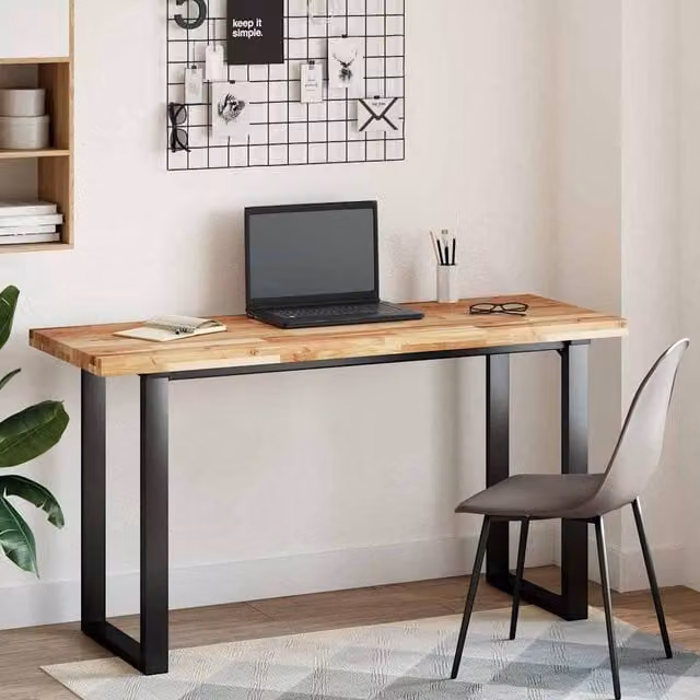Berkfield Home Solid Wood Acacia Desk Top in Brown, W/D/H: 120 x 50 x 4 cm – 1