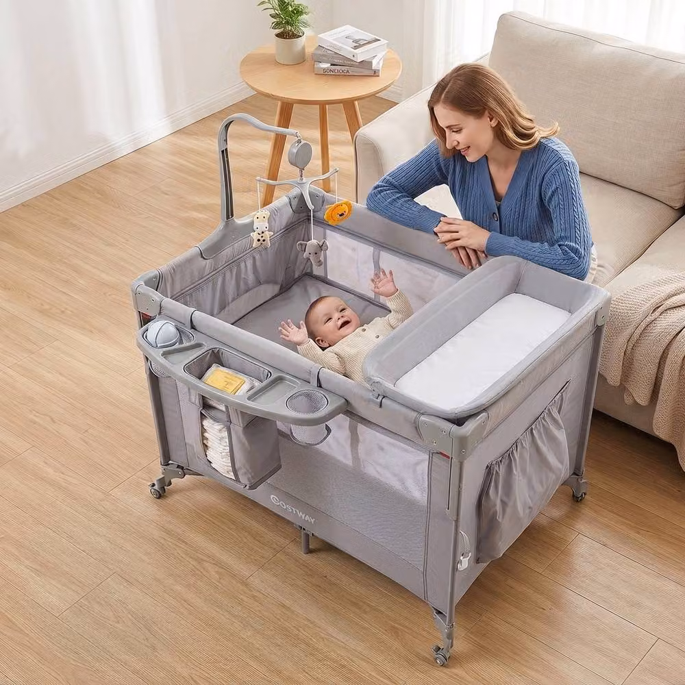 CASART Baby Travel Bassinet and Infant Bedside Sleeper with Changing Table, Grey – 2