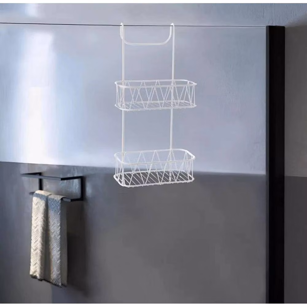 EONLION White Hanging Shower Screen Caddy, Rustproof Plastic Coated Metal – 3