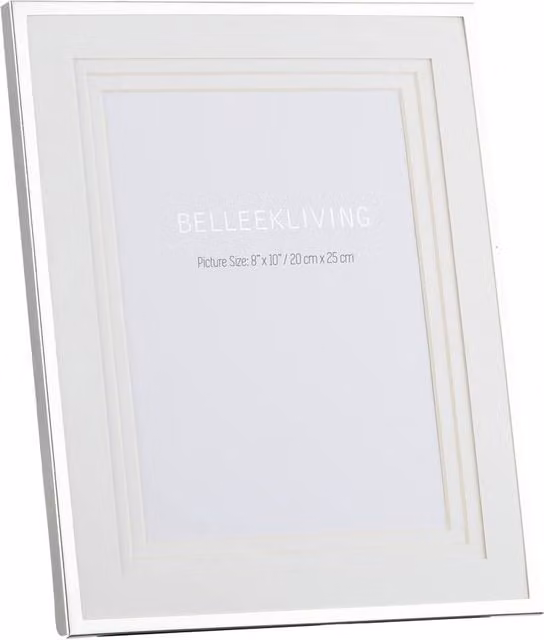 Belleek Living Classic Rectangular Single Metal Tabletop Photo Frame in Silver, 20.32 x 20.32 x 25.0 cm