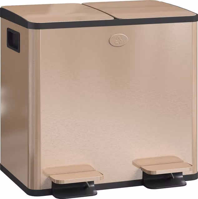 HOMCOM 30L Dual Compartment Stainless Steel Pedal Bin with Deodoriser Holders, Gold Tone – 1