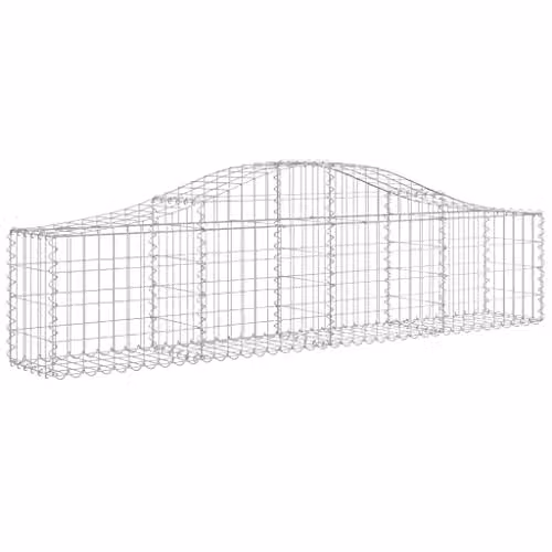 vidaXL Arched Gabion Baskets, 5 Pieces, Silver Galvanised Steel, W/D/H: 200 x 30 x 40/60 cm