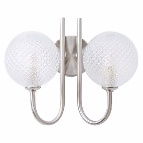 ValueLights Elle Brushed Chrome 2 Way Up and Down IP44 Bathroom Wall Light with Transparent Glass Spheres in Silver – 1