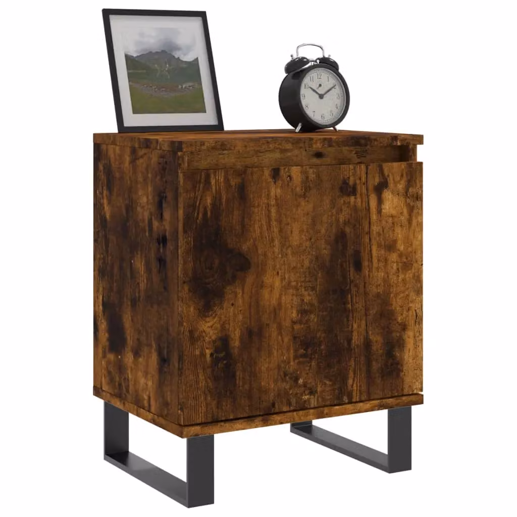 Berkfield Home Set of 2 Smoked Oak Bedside Cabinets in Brown, W/D/H: 40 x 30 x 50 cm – 2