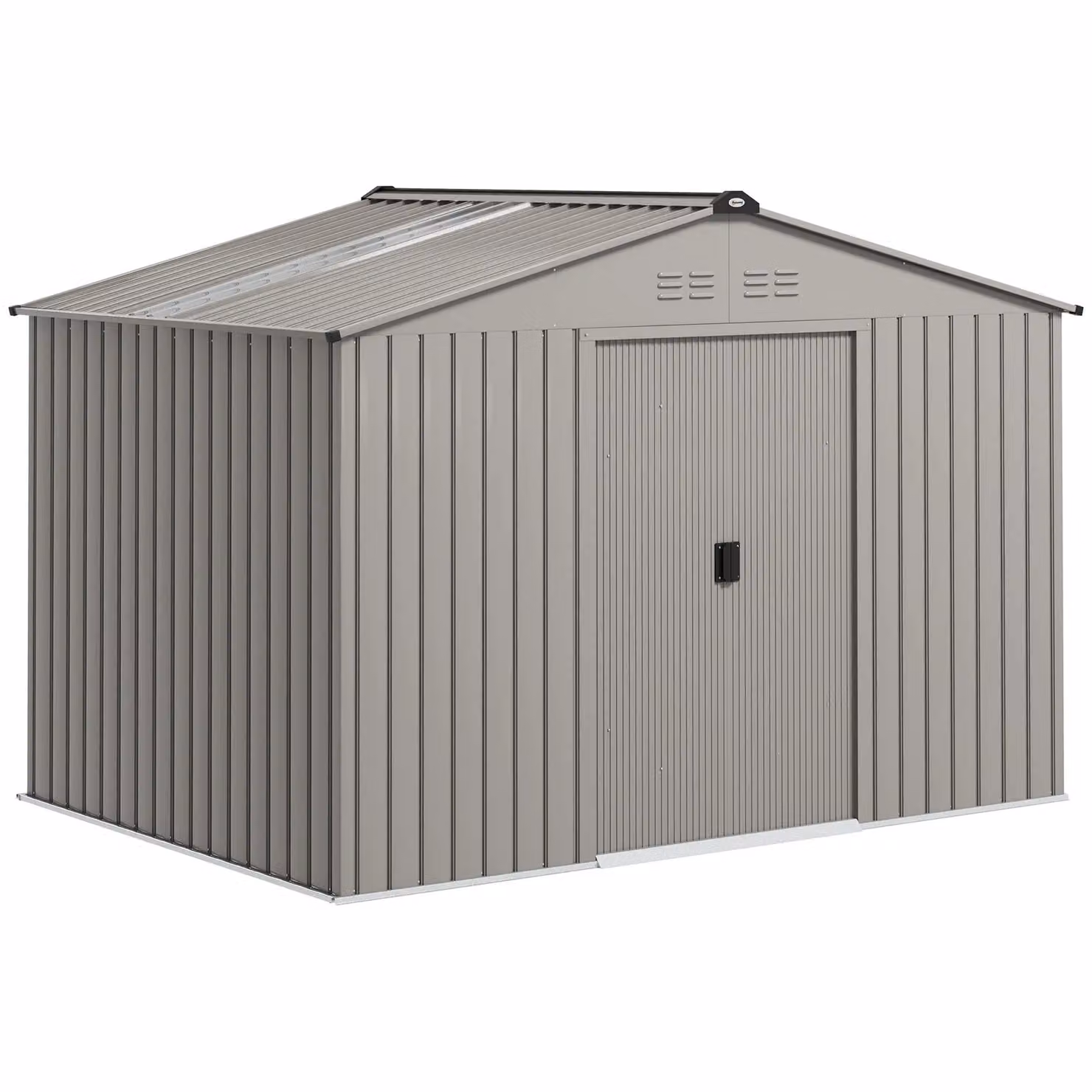 OUTSUNNY Galvanised Steel Garden Storage Shed with Sliding Door, Mid Grey – 2