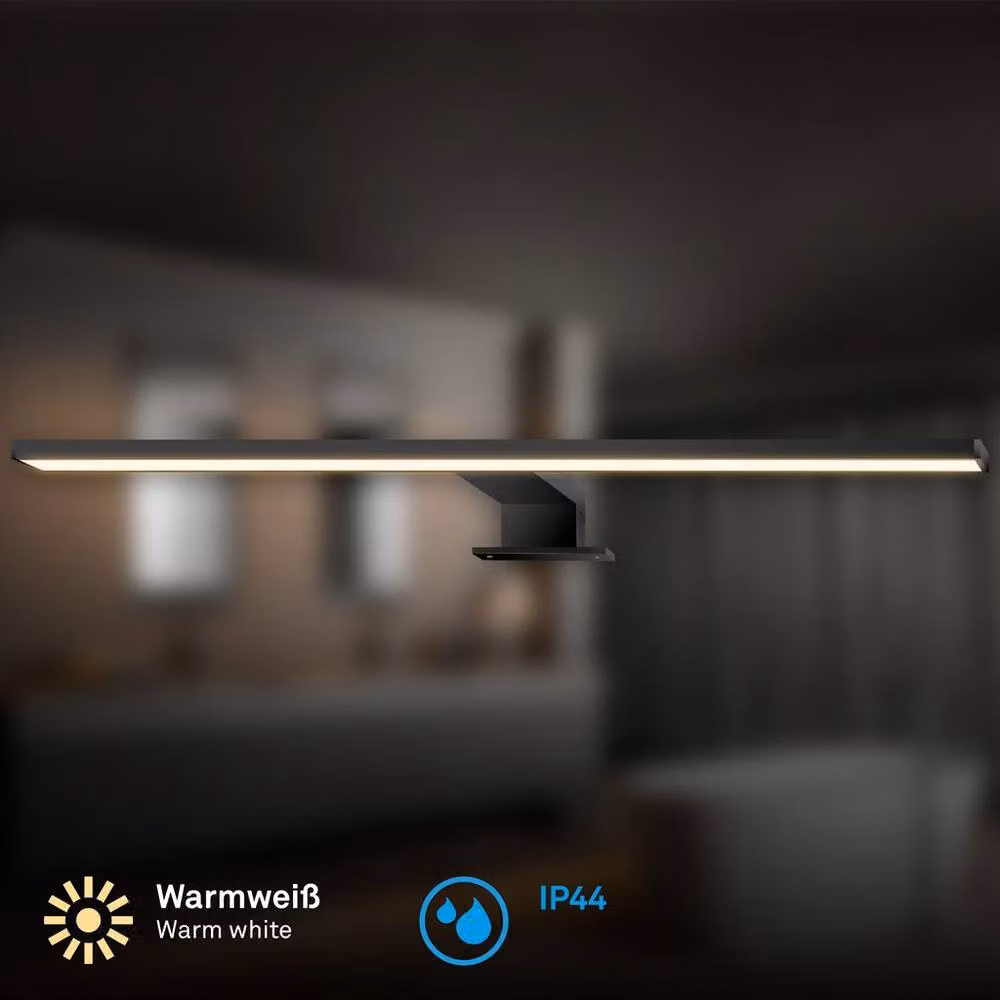 Briloner Black LED Bathroom Mirror Light, 10W, 1000lm, IP44, Warm White – 2