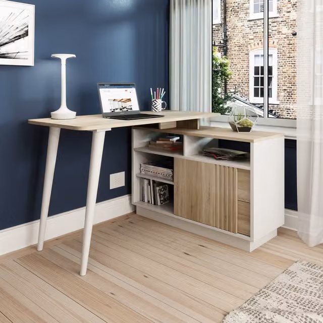 Teknik Bridge Computer Desk in Sonoma Oak and White