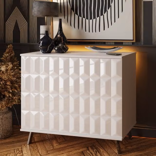 Frank Olsen Elevate Small Sideboard in White with Integrated Lighting