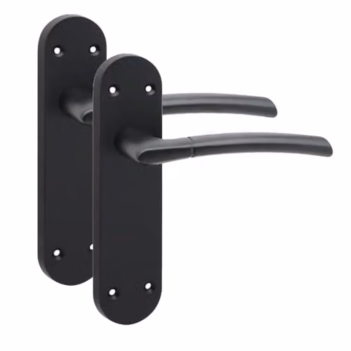 Golden Grace Indiana Victorian Long Backplate Door Handle Set, Matt Black, 5 Pairs – 2