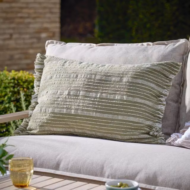 Make It A Home Tide Textured Stripe Outdoor Cushion in Green and Brown