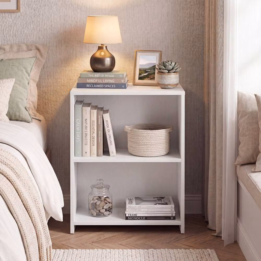 Gymax 3-Tier Square End Table with Open Storage Shelves in White – 2