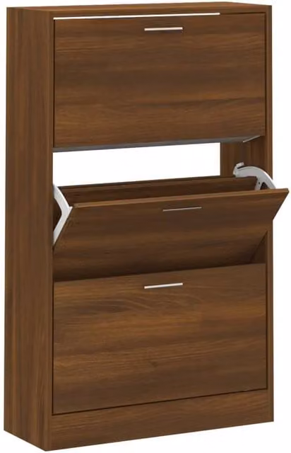 Berkfield Home Modern Brown Oak Shoe Cabinet with Tilting Compartments and Drawers, W/D/H: 63 x 24 x 103 cm – 1