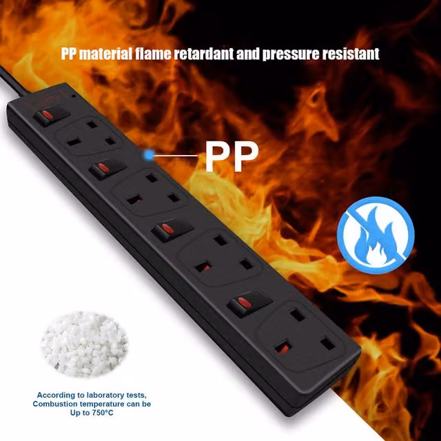 ExtraStar 4 Gang Individually Switched Surge-Protected Extension Lead, Black, 1m