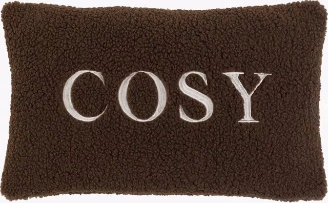 Perch & Parrow Chocolate Brown Autumnal Embroidered Rectangular Cosy Cushion