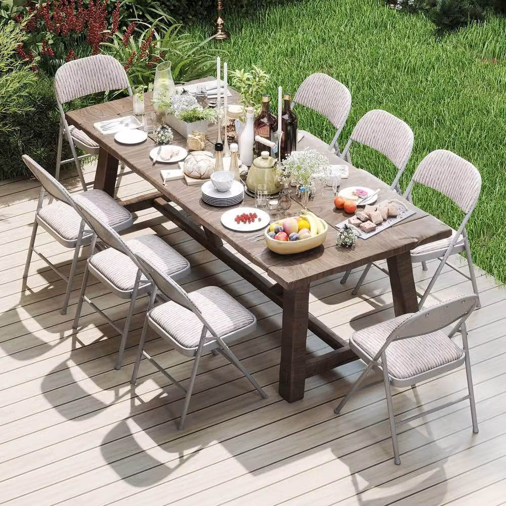 Costway Set of 4 Padded Folding Dining and Conference Chairs with Metal Frame in Beige – 2