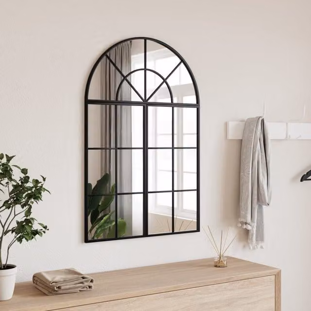 Berkfield Home Minimalist Arch Wall Mirror in Black, W: 60 cm, H: 90 cm