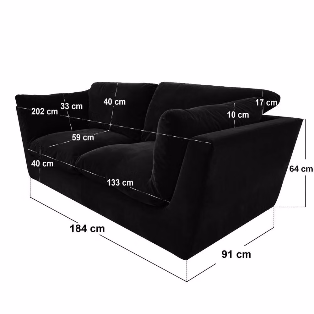 Solace+Co Orson 3 Seater Velvet Upholstered Sofa in Black – 4
