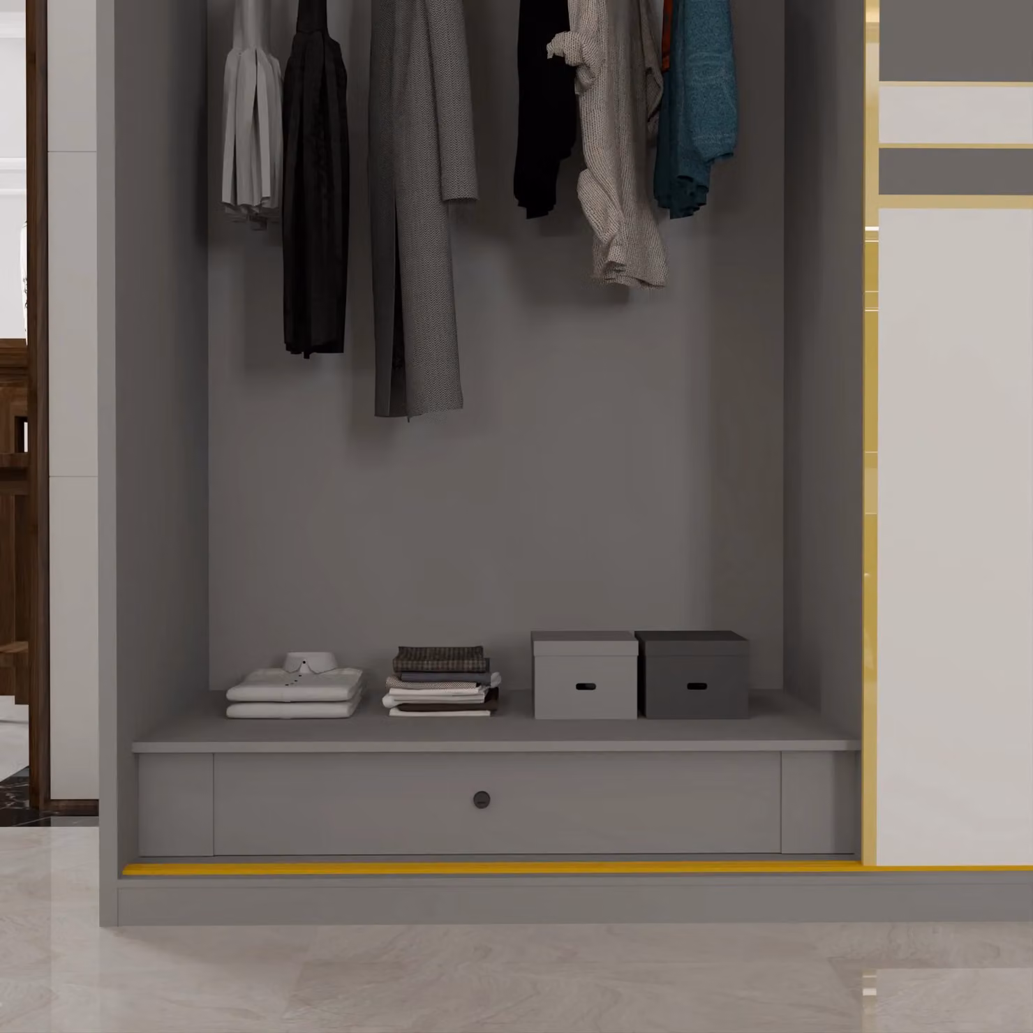 Sliding Wardrobes 4U Modern Glossy White Sliding Wardrobe with Glass Doors and Integrated LED Lighting – 3