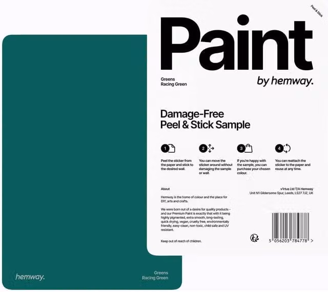 Hemway Water-Based Chalk Paint A5 Sample Swatch in Racing Green