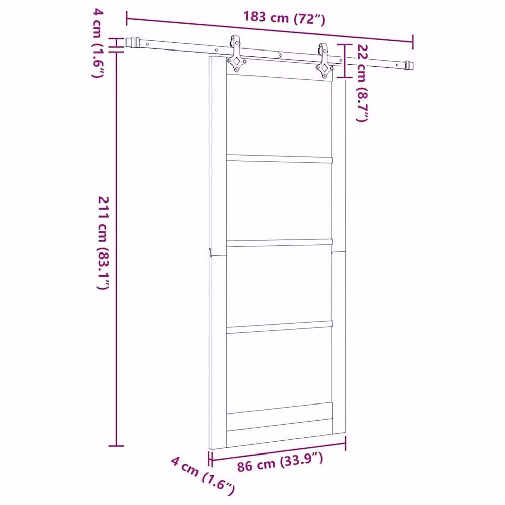Berkfield Home Sliding Wood Door with Hardware Set, White and Multicolour, W: 86 cm, H: 211 cm – 2