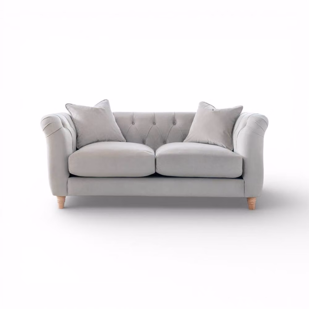 The Great Sofa Company Kensington 2-Seater Velvet Chesterfield Sofa in Silver – 2