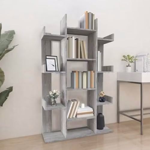vidaXL Book Cabinet in Grey Sonoma, W: 86 cm, D: 25.5 cm, H: 140 cm – 2