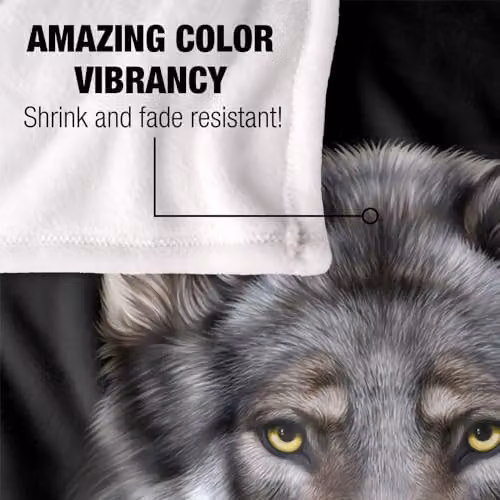 JQ Licensing Grey Wolf Head Super Soft Fleece Throw Blanket, W: 152 cm, D: 127 cm – 3