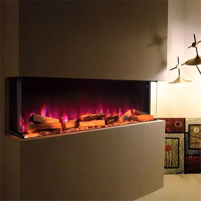 PAWNORA Electric 3 Sided Media Fire Standing Heater in Black, W: 152.4 cm – 1