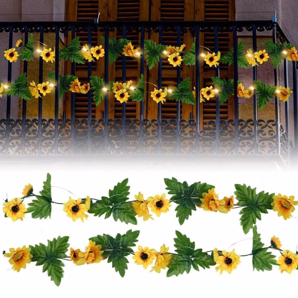 EONLION LED Solar Powered Sunflower in Yellow and Green, Height: 100 cm – 2