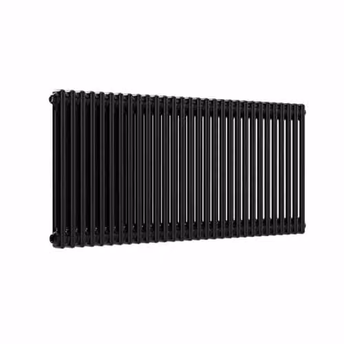 Lux Heat Black Horizontal 2 Column Traditional Steel Radiator, H: 60 cm, W: 137 cm – 2