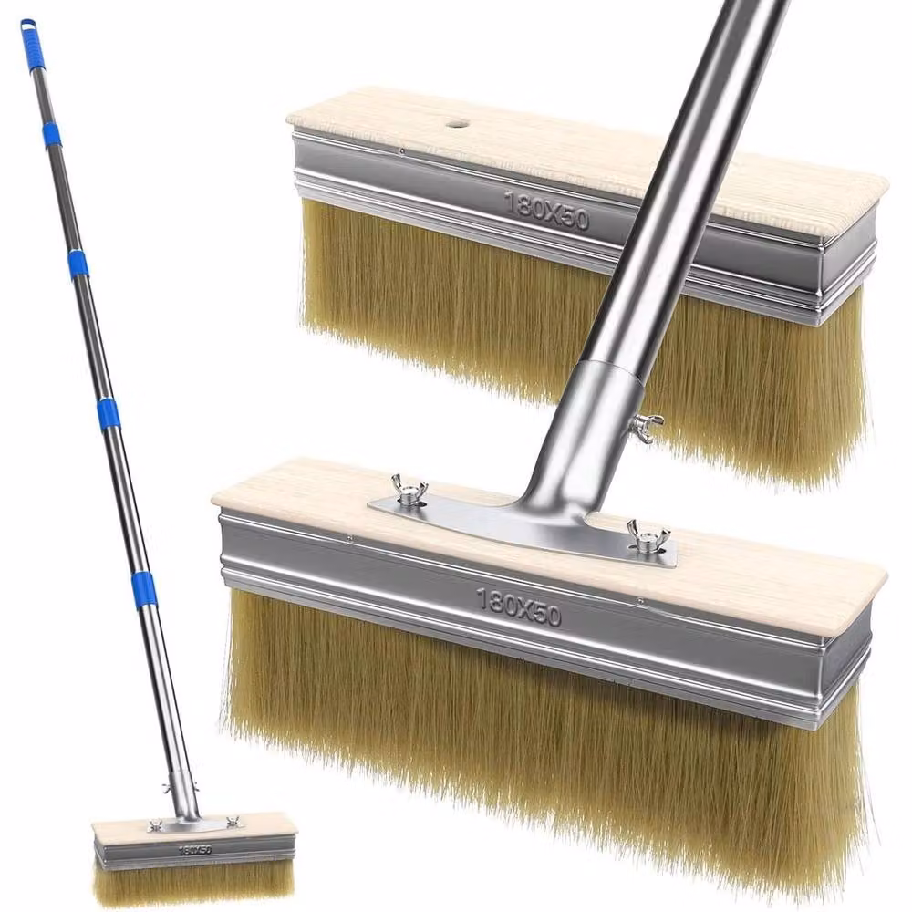 PAWNORA Long Handle Decking Paint Brush with 2 Heads in Silver – 5