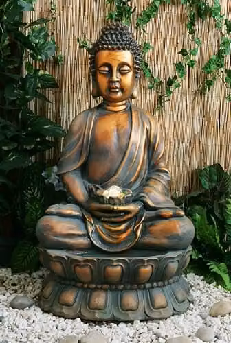 Primrose Buddha Cascade Water Feature in Gold and Bronze Finish, Height: 93 cm – 1