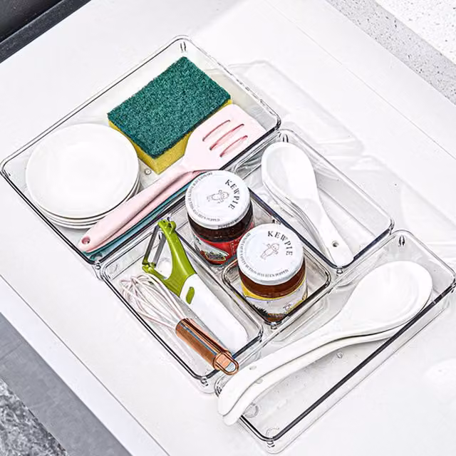 ExtraStar Compact Nestable Clear Acrylic Drawer Organizer Set with Dividers