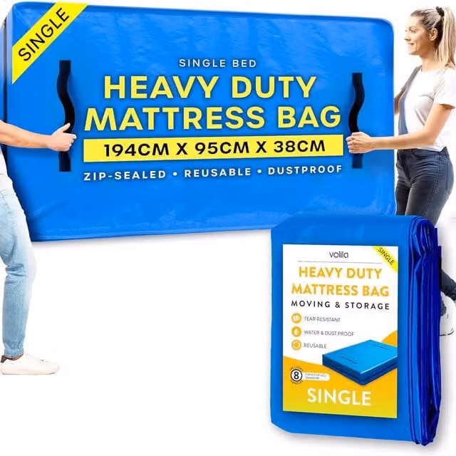 Volila Heavy Duty Waterproof Mattress Bag in Blue, Single, W/D/H: 90 x 190 cm