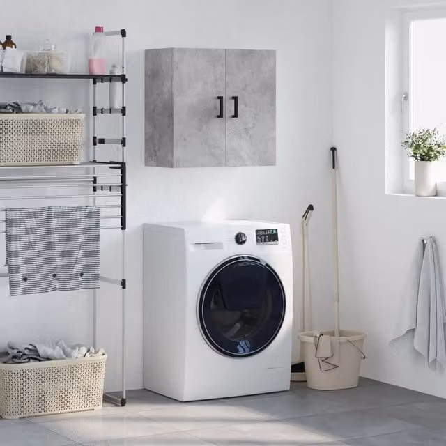 Berkfield Home Wall Cabinet in Concrete Grey, W: 60 cm, D: 31 cm, H: 60 cm