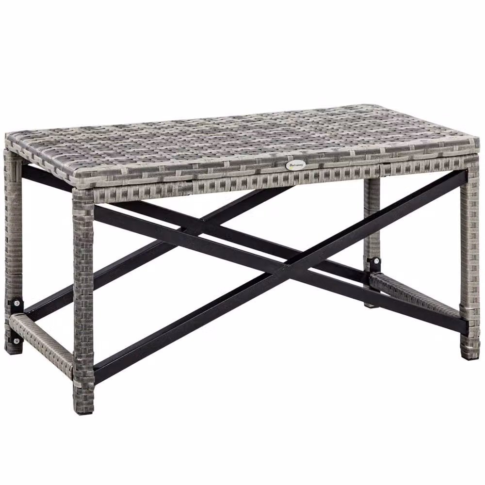 Wyld Haus Donori Mixed Grey Rattan Style Outdoor Coffee Table with X Frame W/D/H: 80 x 43 x 43 cm – 2