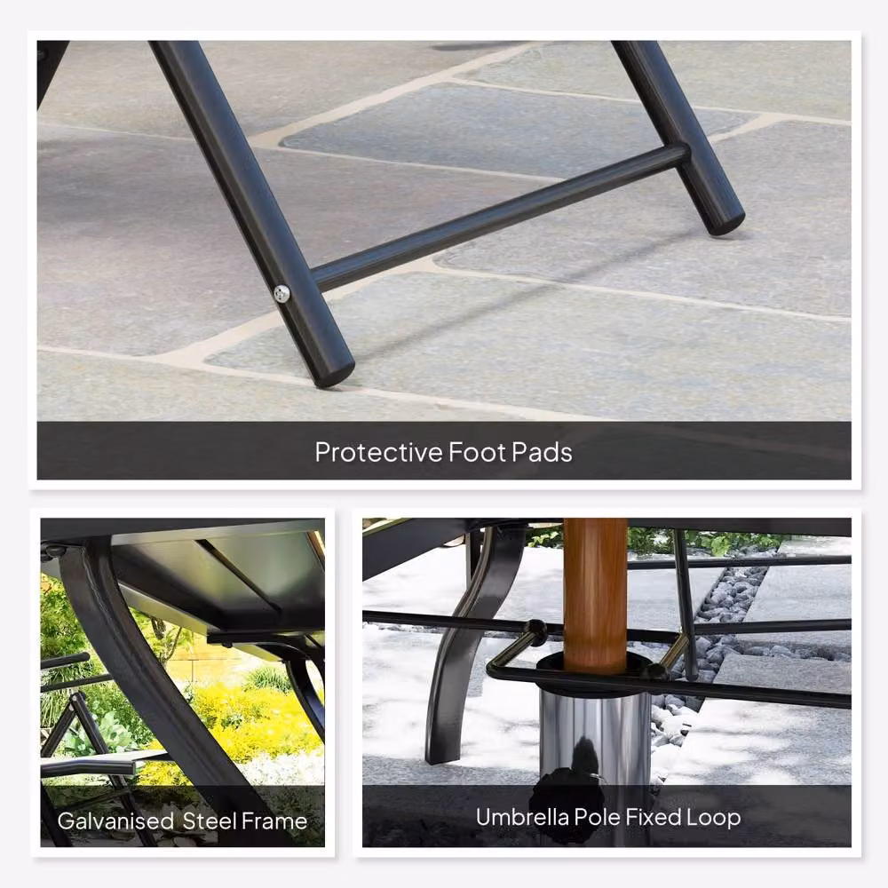 Wyld Haus Mamoka 6 Seater Outdoor Dining Set with Grey Powder Coated Steel Frames – 5