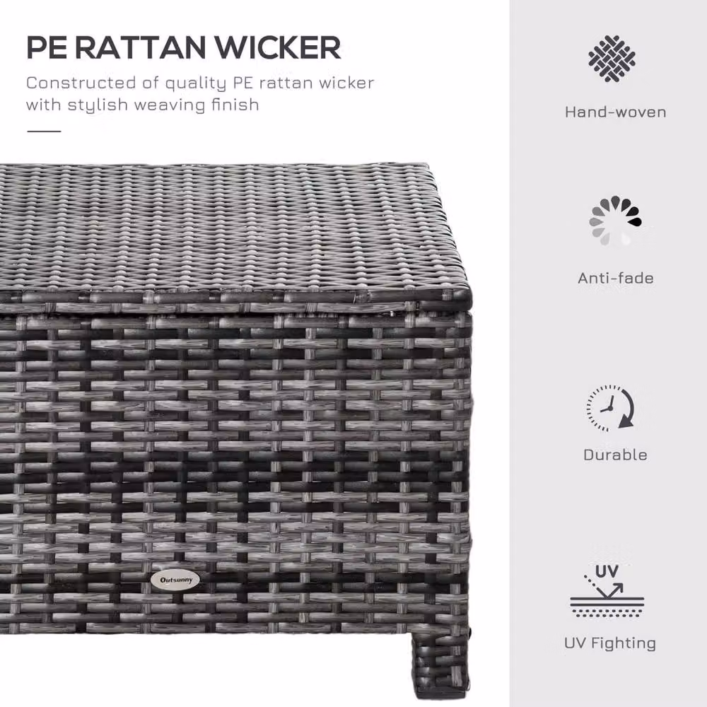 Wyld Haus Kadone Halu Grey Rattan Style Square Outdoor Footstool with Cushioned Top – 4