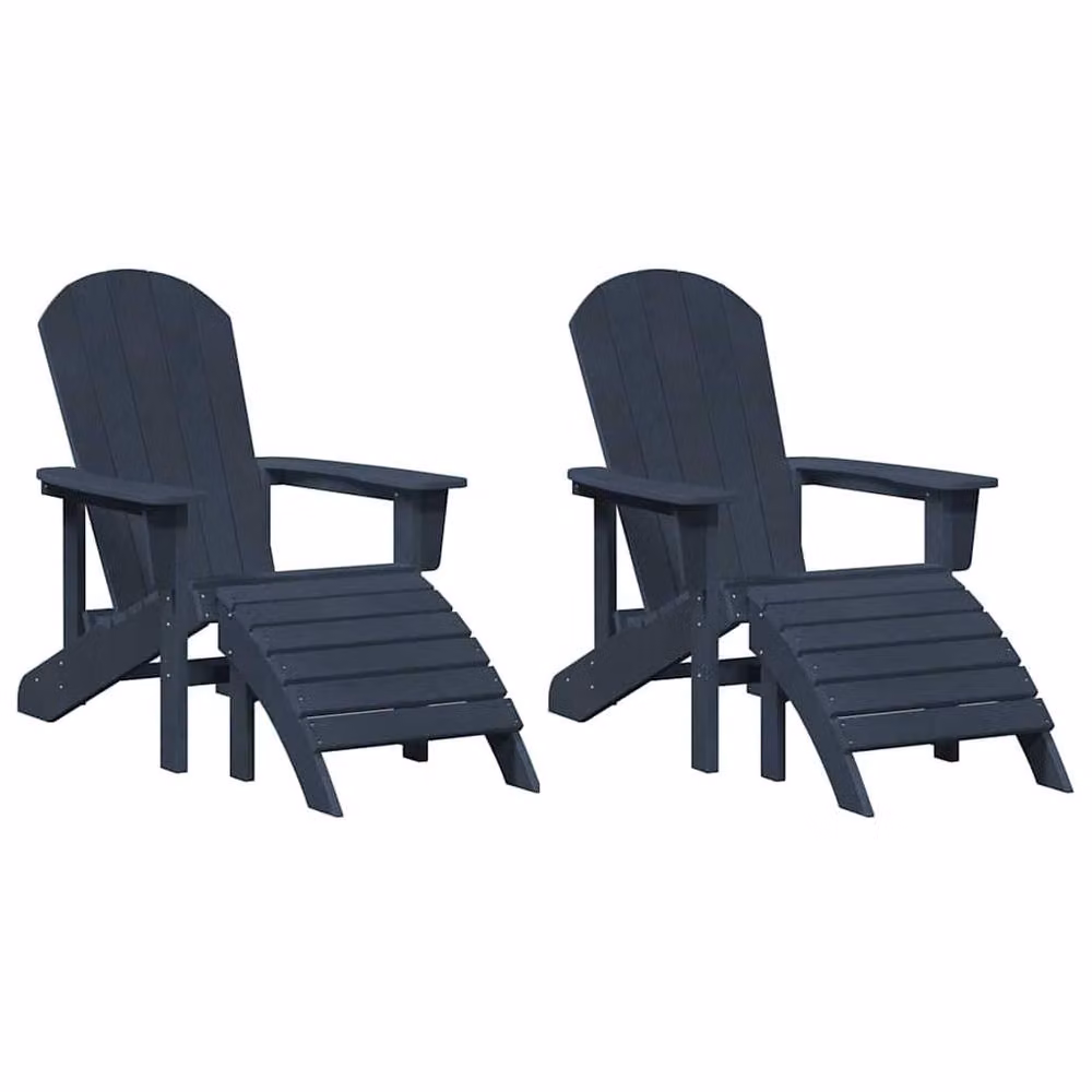 Berkfield Home Charming Adirondack Chairs with Footrests, 2 Piece Set, Navy Blue HDPE – 3